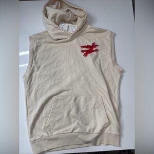 NWT Zara Hoodie Mens L Beige Pullover Vest style With Front pockets A030126